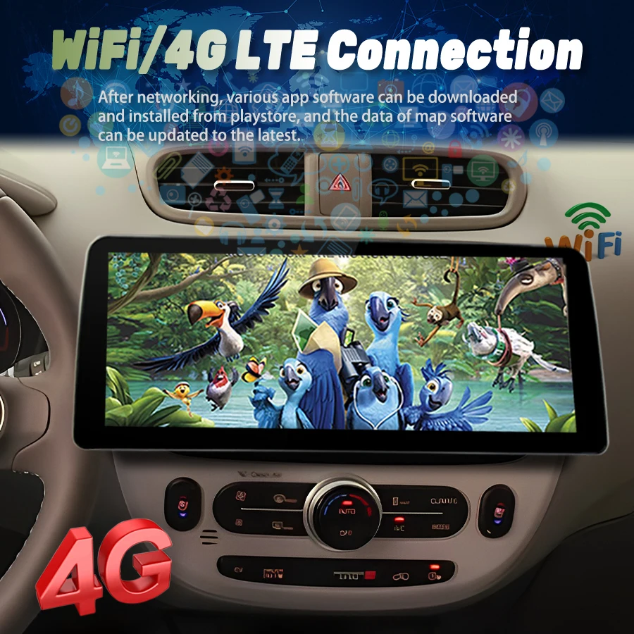 12.3inch 1920*720 Qled Screen Android 14 Car Video Player 2Din Radio Stereo For KIA Soul 2014 GPS Multimedia Carplay Head Unit