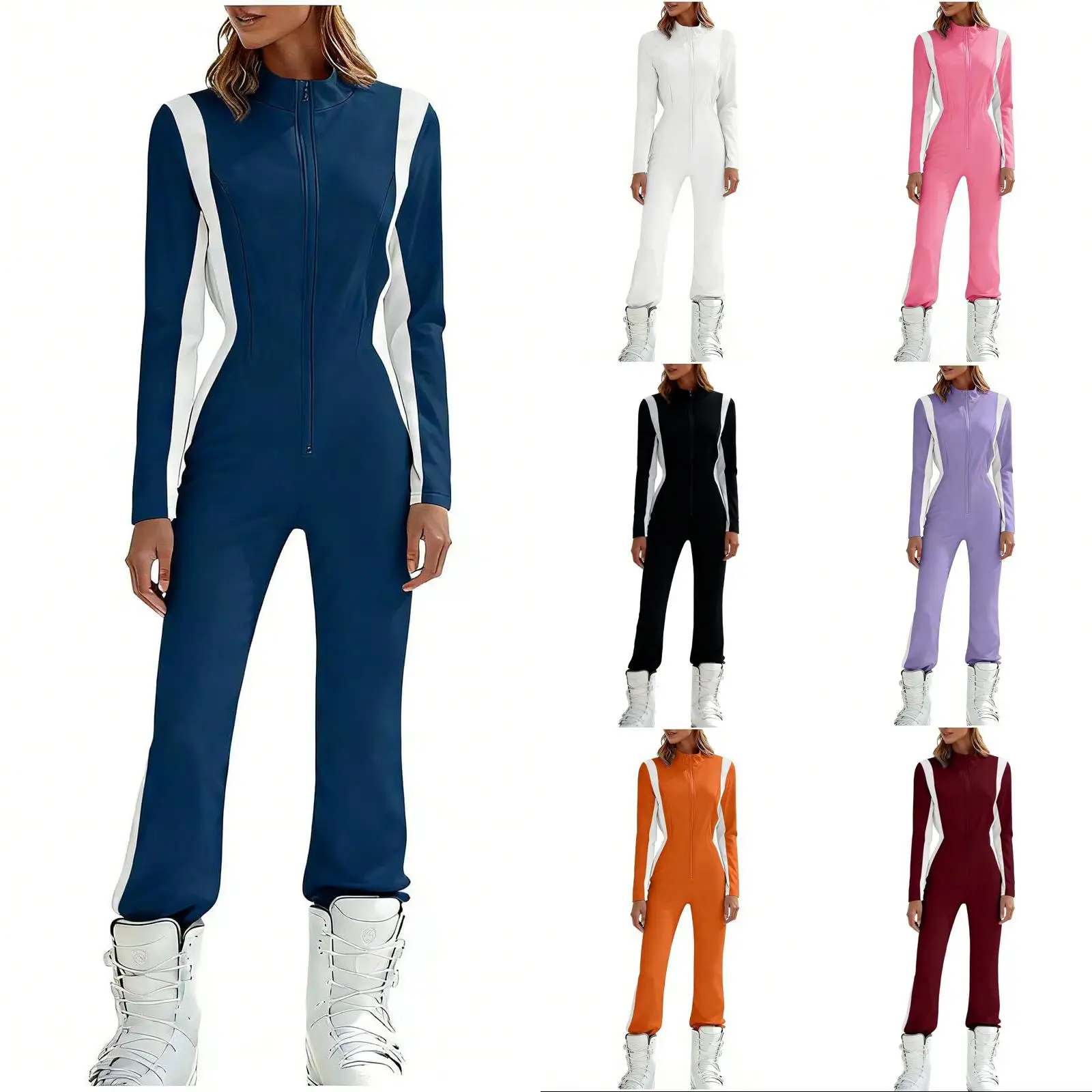 

Sports Long Sleeved Yoga Jumpsuit Tight Elastic Fashionable Jumpsuit Women'S Winter Ski Suit Leotard Sports Yoga Bodysuits