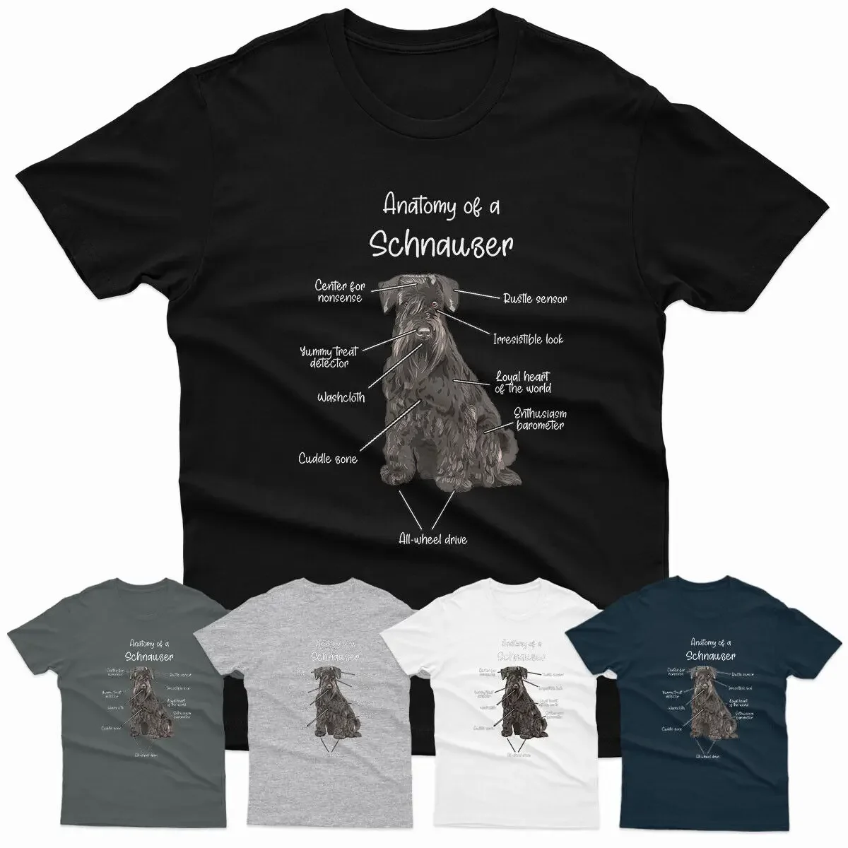 Anatomy Of A Schnauzer Dogs Snout Giant Mens T shirts Unisex Tee Top#P1#Or#A