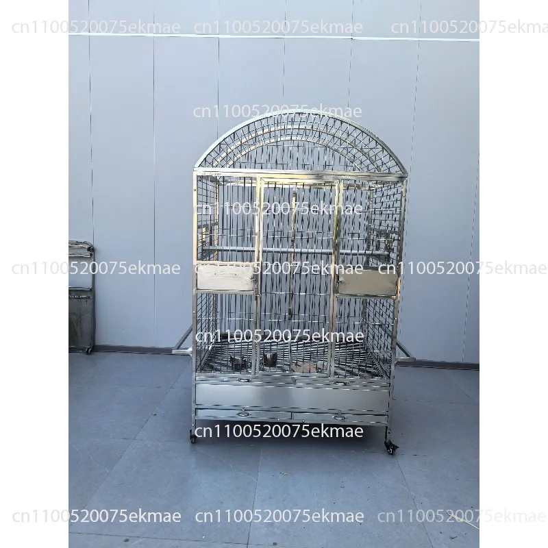 Large Luxury Bird Cage Stainless Steel Square Grinding Rod Feeder Breathable Pet Parrot Cage Sturdy Pattern Box