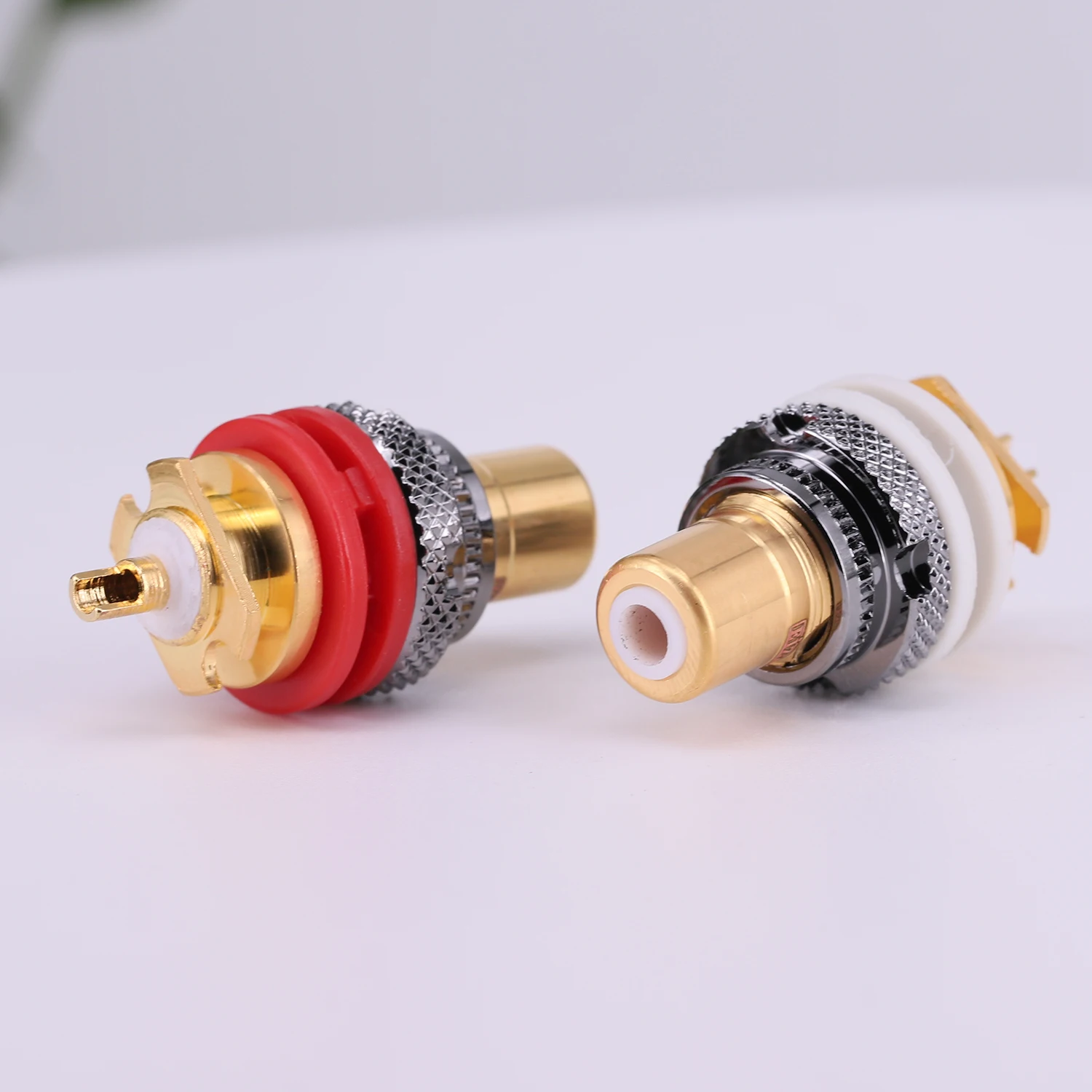 EIZZ Gold Plated Tellurium Copper RCA Jack Female Socket Connector For HiFi Audio Video TV CD AMP Signal Panel Chassis Mount EZ-