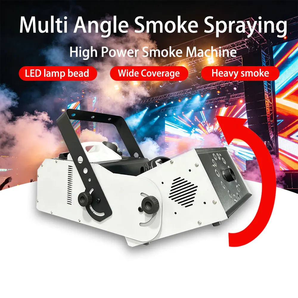 Smoke Multi Angle Stage Machine 2000W RGB 12LED With DMX512 Remote Wire Control 5L Oil Tank 10M Spray Distance DJ  Wedding Party