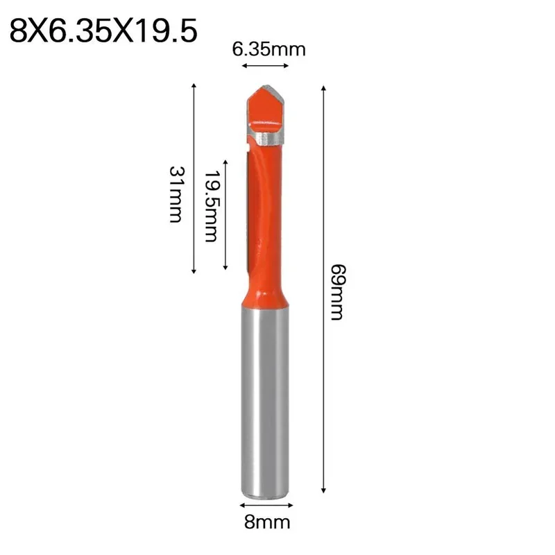 6.35mm,8mm,Diameter Panel Pilot Trim Router Bit - 8" Shank
