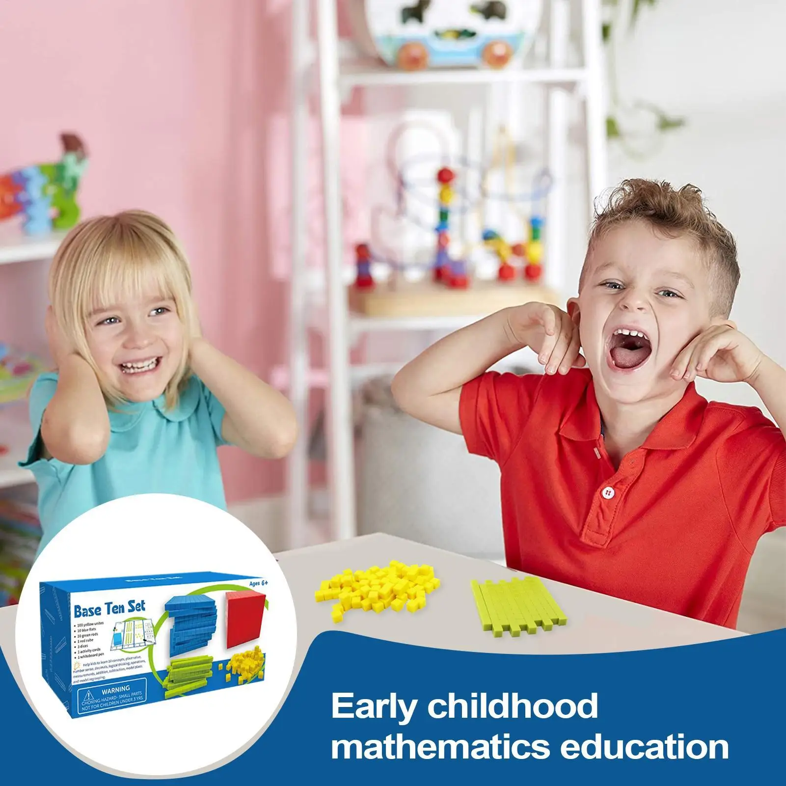 Base Tien Blokken Manipulatieven Kubussen Speelgoed Wiskundespel Educatief speelgoed Blokken tellen Voorschools leren voor de kleuterschool 1e 2e