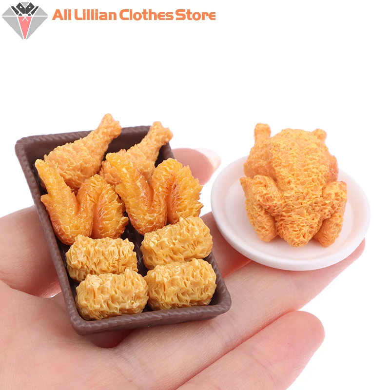 ⭐HOT❗ 1Set Mini Simulation Fried Chicken Miniatures Food Doll House Decor DIY Supply Model Food Ornament Toy Dollhouse Accessor