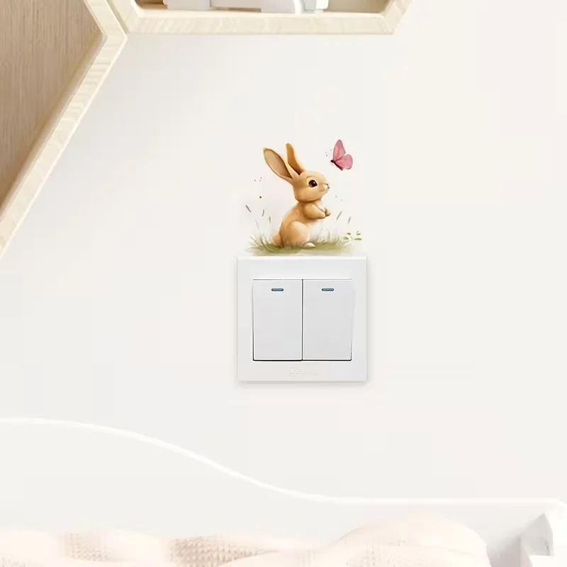 1 switch sticker rabbit grass butterfly pattern home decoration