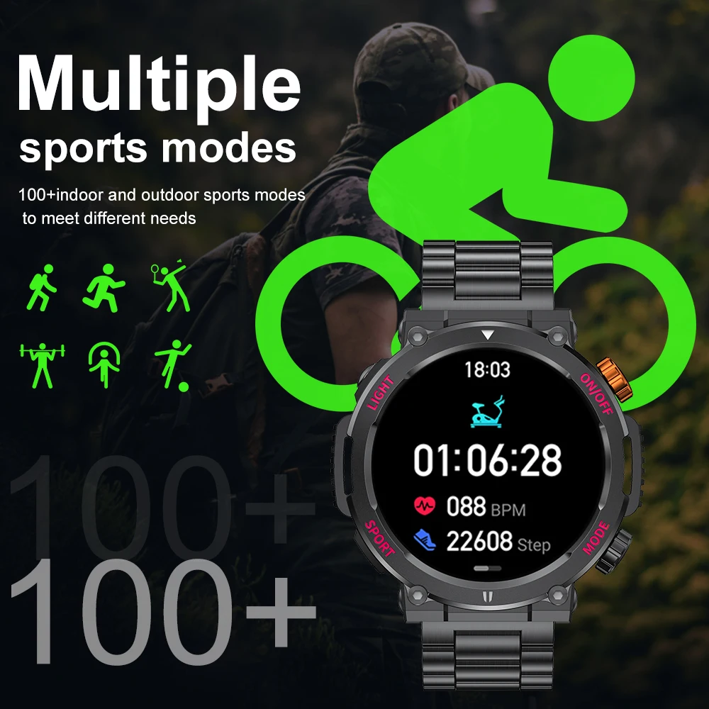 Lige Nieuwe Smart Watch Mannen Outdoor Sport Fitness Armband Led Lights Night Training Horloges Bluetooth Call Smart Watch Voor Man