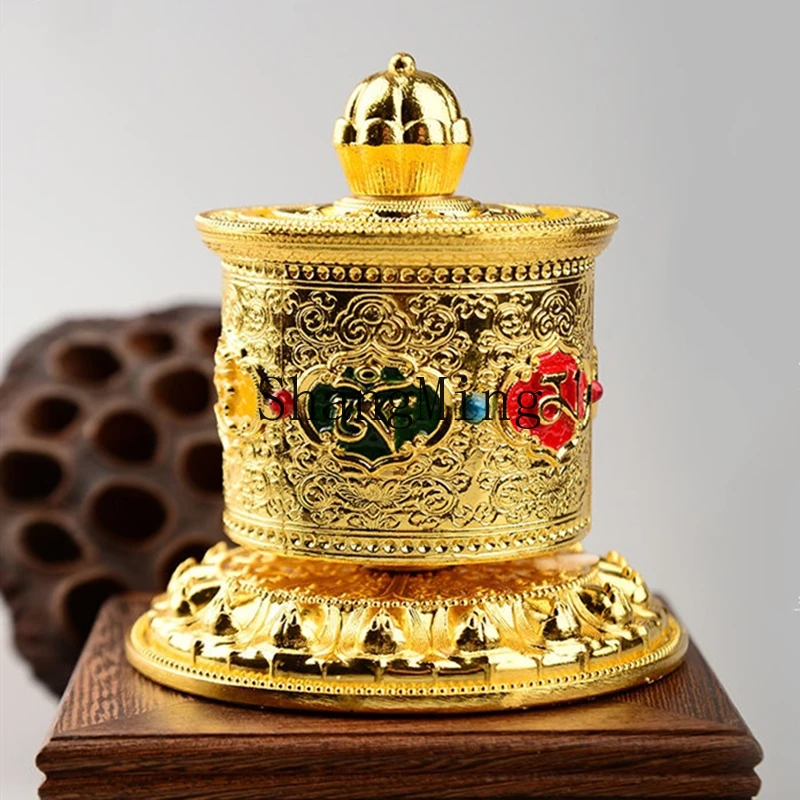 

CL Handmade Prayer Wheel Alloy Buddha Carved Scripture Book Prayer Wheel Series Gift Car Interior Tabletop Decoration