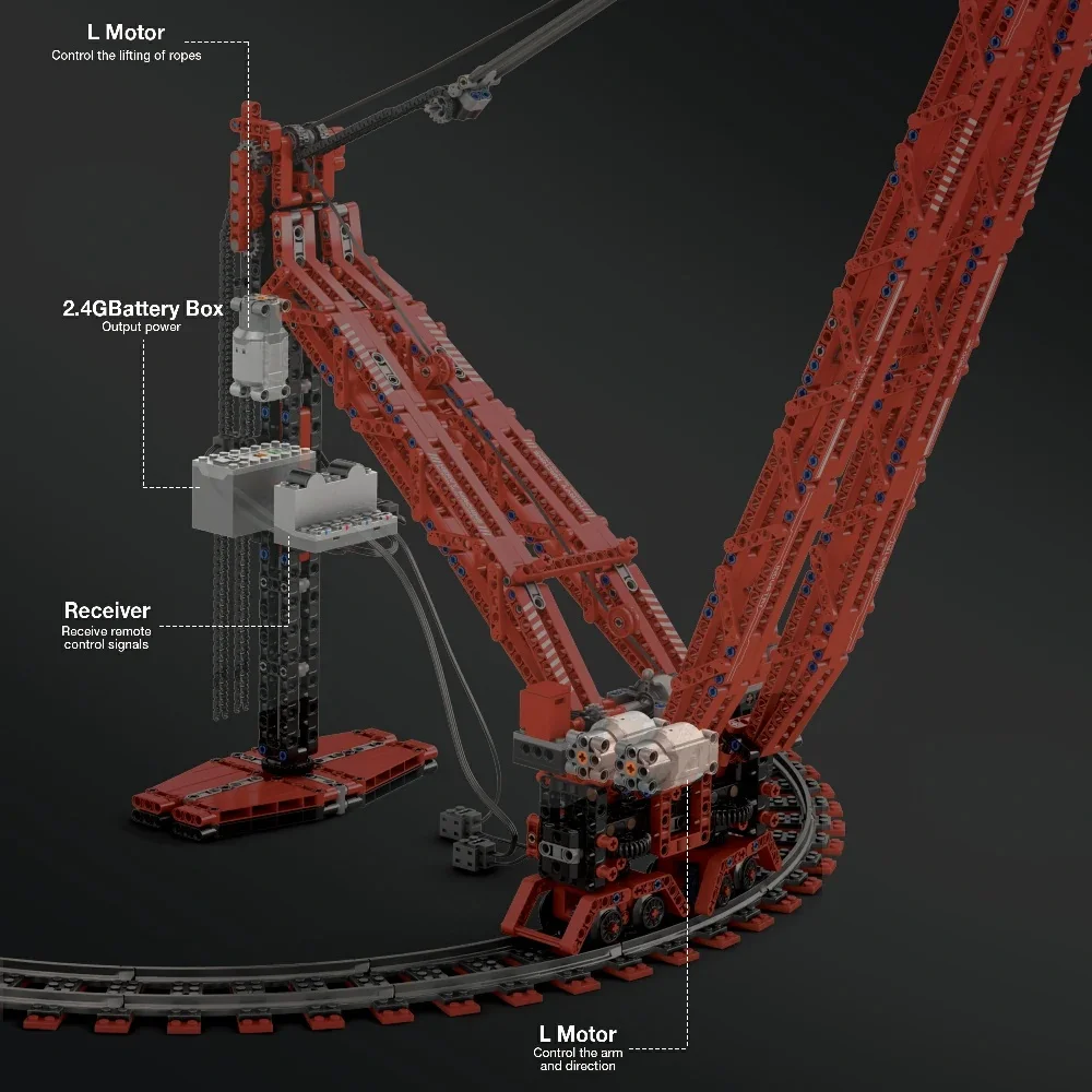 Técnico sk6000 anel pesado guindaste modular blocos de construção talha mecânica com motor tijolo modelo kit adultos crianças presente 1196 pçs