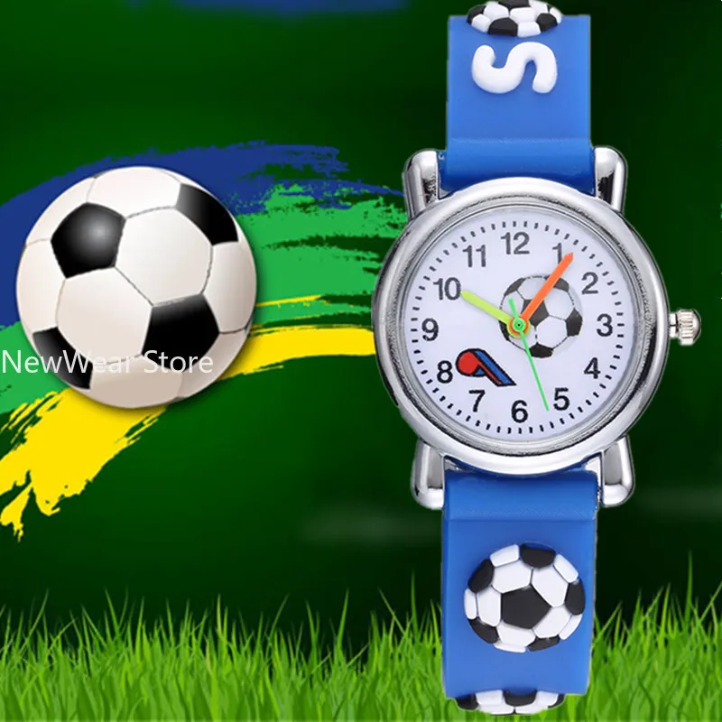 Cute Football Cartoon Kids Watches Soccer Children's Quartz Watch Soft Silicone Watchband Creative Boys Girls Watch Gift Clock