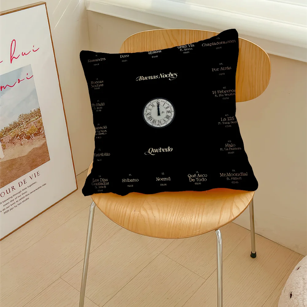 Hot Singer Q-Quevedo Buenas Noches Pillow Case Sofa Decorative Home Double-sided Printing Short Plush Cushion Cover