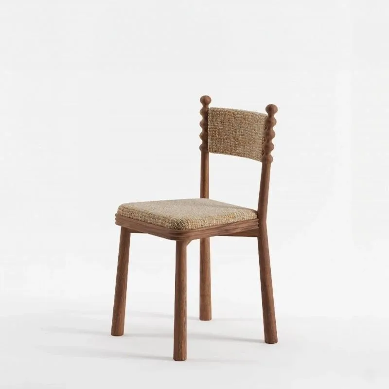 

French Vintage Fabric Dining Chair with Wabi-sabi Style Solid Wood Backrest Confortable Et Durable Dining Room Furniture