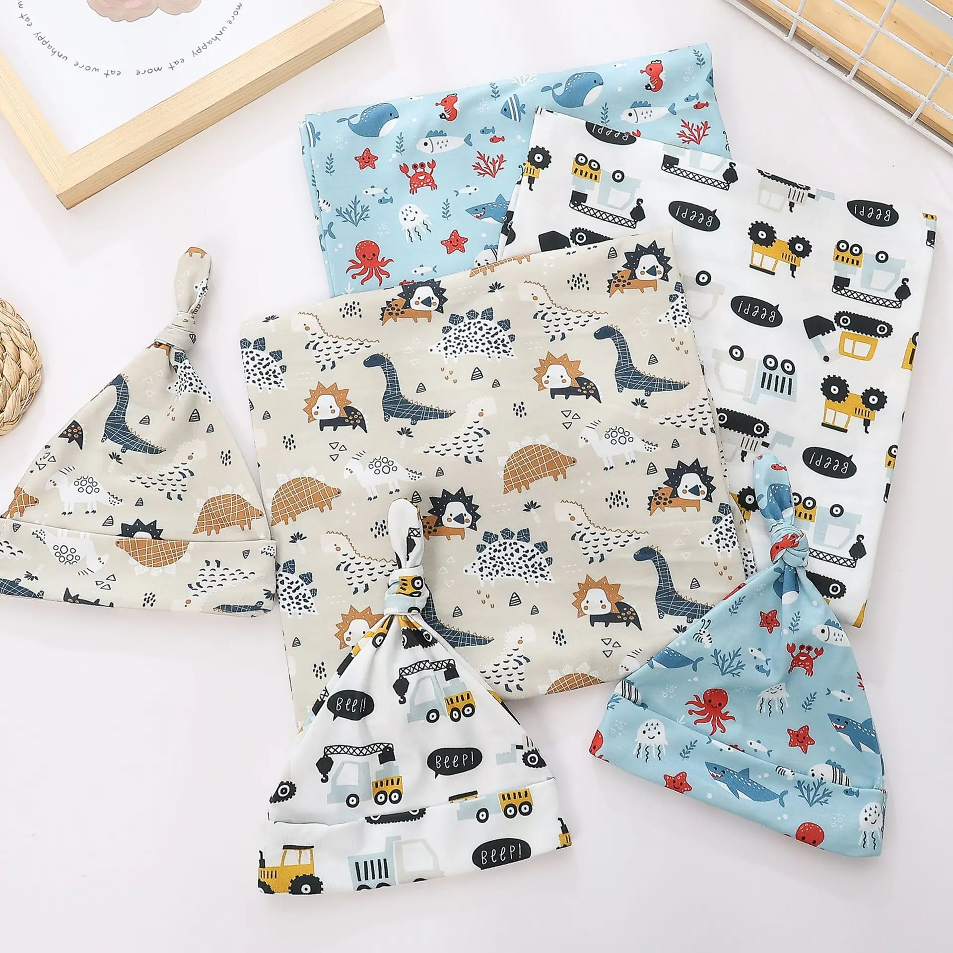 Swaddle para recém-nascidos, saco de dormir, cobertor, gorro, chapéu para recém-nascidos, roupa para tirar casa, adereços para fotos, presente de chá de bebê