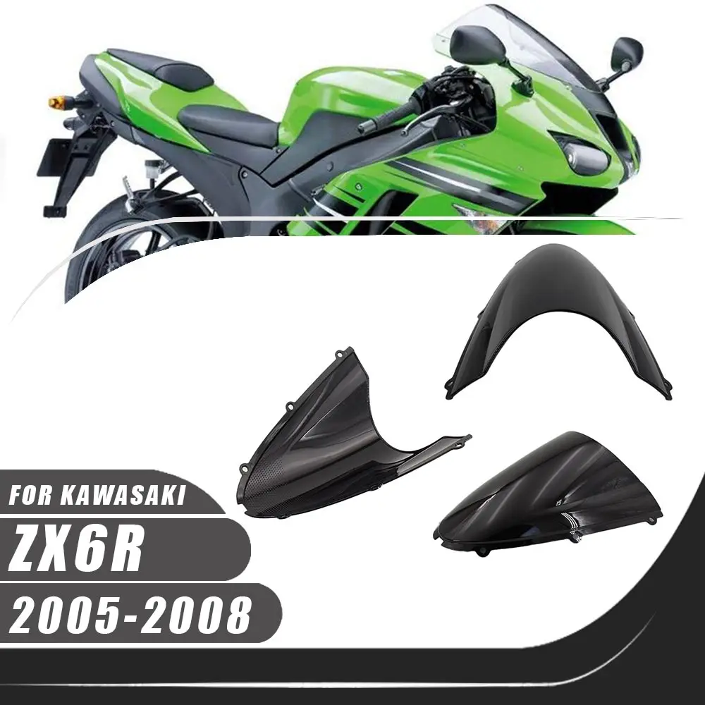 For Kawasaki Ninja ZX6R 2005-2008 ZX-6R 2007 2006 Motorcycle ABS Windshield Windscreen Wind Deflectors