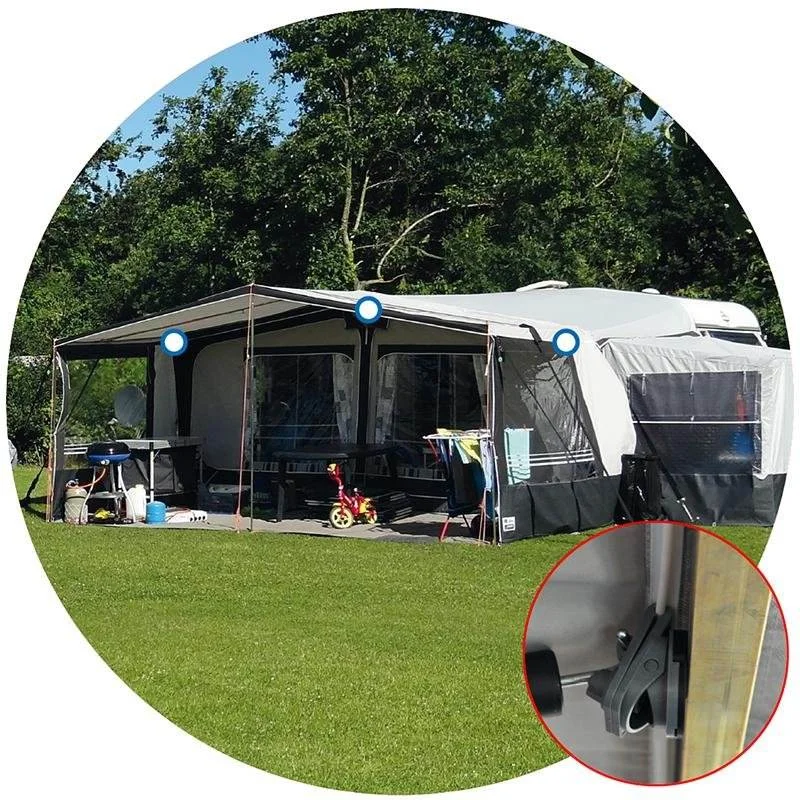 3PCS Caravan Awning Pole Bracket Pads Adjustable Tarp Awning Clamps Lock Grip Set Tent Clip Heavy Duty Clamp Tarpaulin Clips