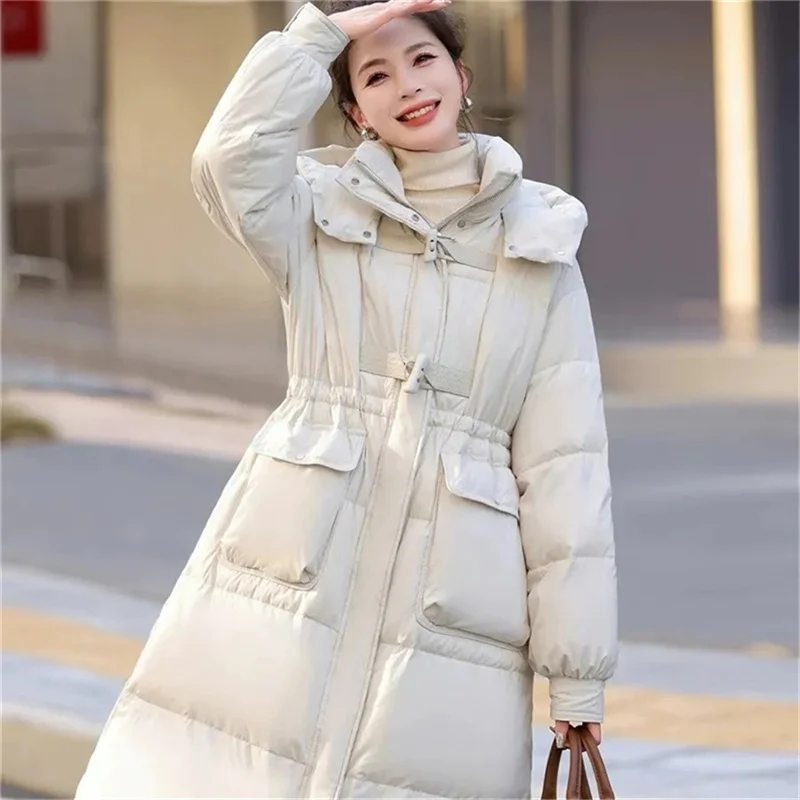 Abrigo largo de algodón para mujer, Parka de talla grande, moda coreana, invierno, novedad de 2024