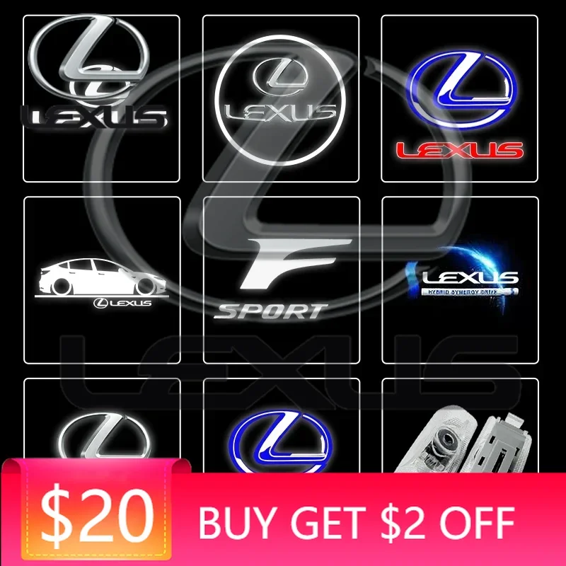 

Emblems For Lexus ES240 ES250 ES350 IS250 IS300 RX270 GS NX300 RX300 RX350 2Pcs LED Car HD Door Welcome Light