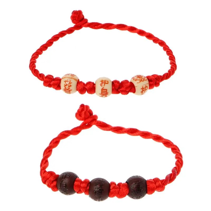 Pulsera cuerda roja tigre Año Nuevo E15E, pulsera trenzada hilo rojo hecha a mano para Protec