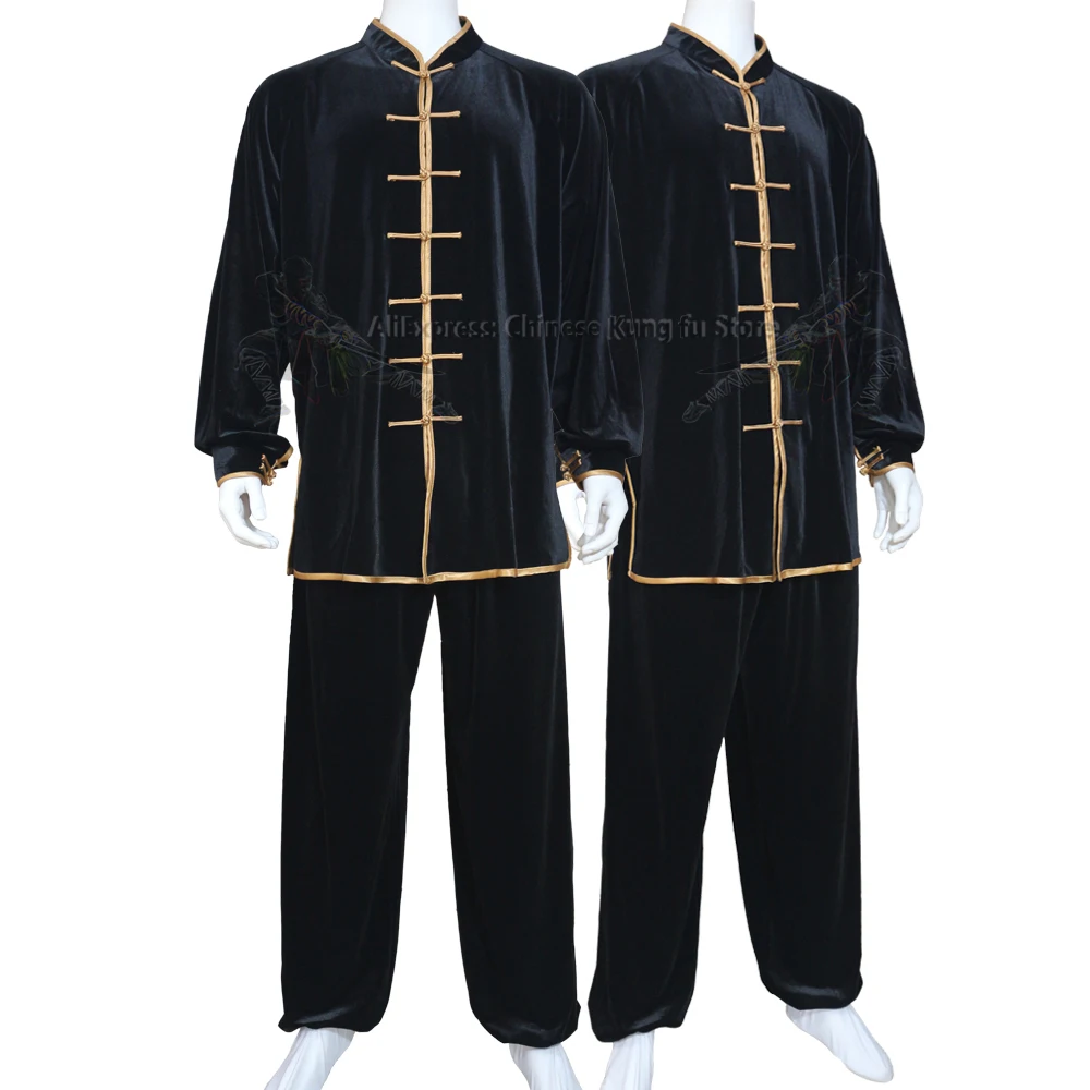 الشتاء المخملية تاي تشي دعوى فنون الدفاع عن النفس الجناح تشون الكونغ فو موحدة الووشو سترة تدريب السراويل الدافئة