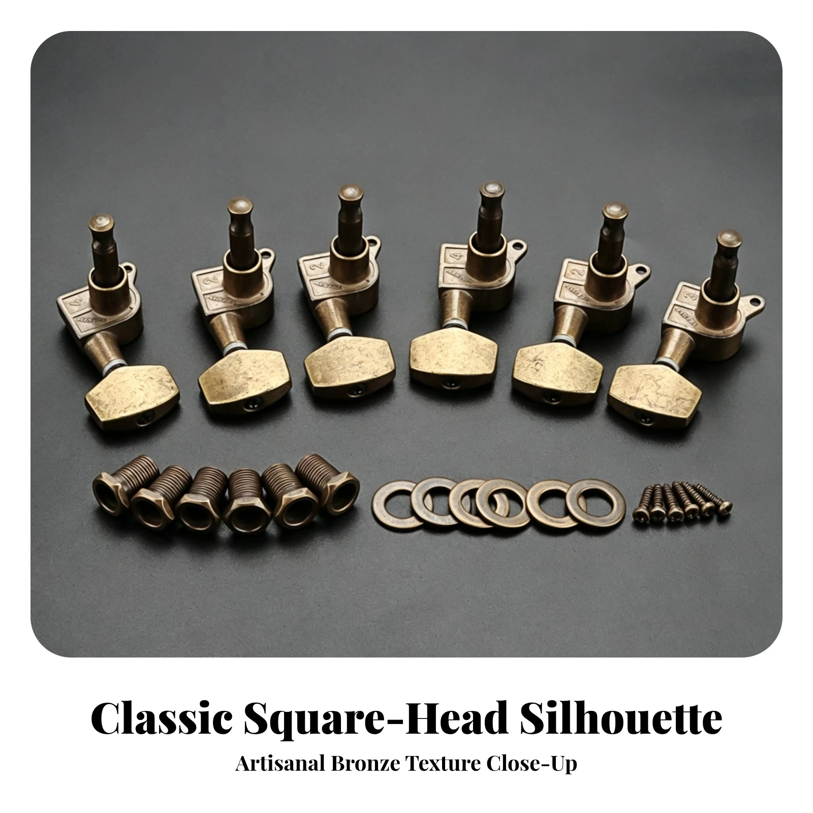 6 Pieces Guitar Tuning Pegs Vintage-Style Inline Guitar Tuners Inline Machine Heads Accurate Hardware Quick for Guitarists