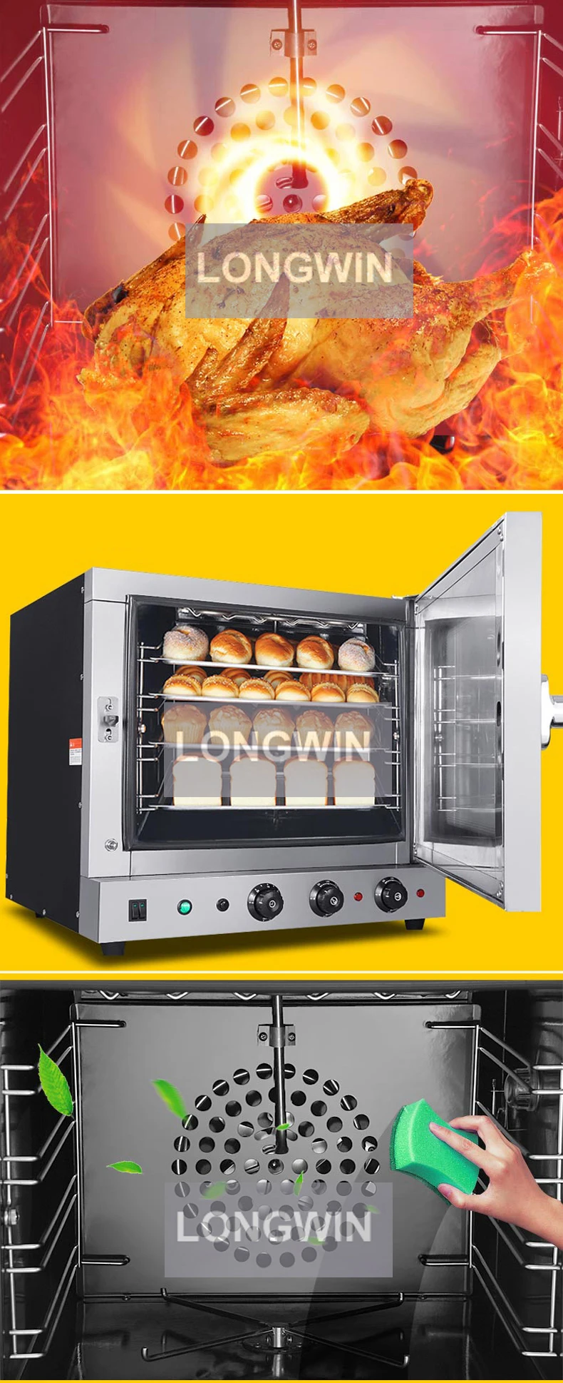 Countertop 4 Ties Electric Convection Bread Ovens Commercial Bakery Baking Equipment Electric Baking Oven