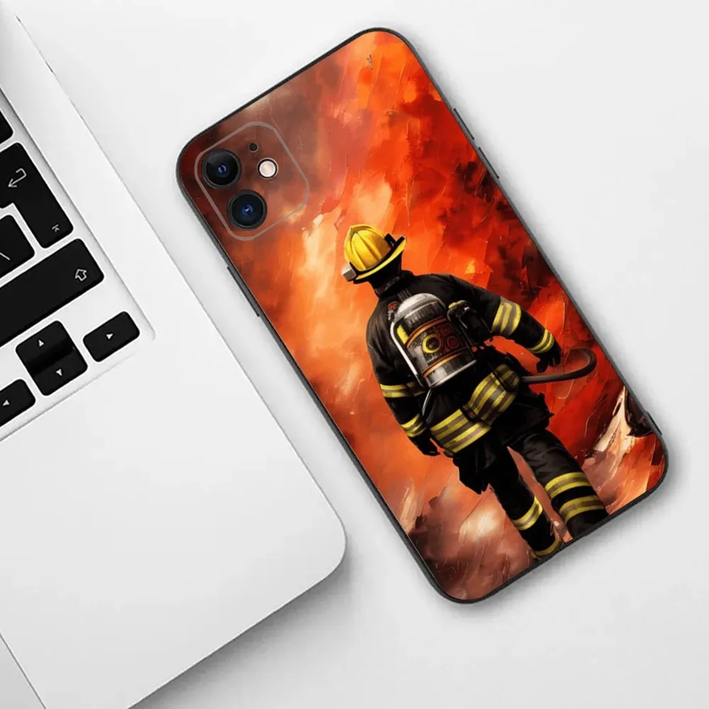 Firefighter Heroes Fireman Phone Case For iPhone 16,15,14,13,12,11,Plus,Pro Max,XS,X,XR,SE,Mini,8,7 Soft Silicone Cover