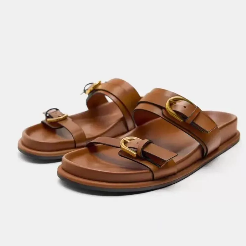

Women's slippers 2025 new luxury brand designer women's outdoor beach sandals slip-on flat sole casual couple shoes