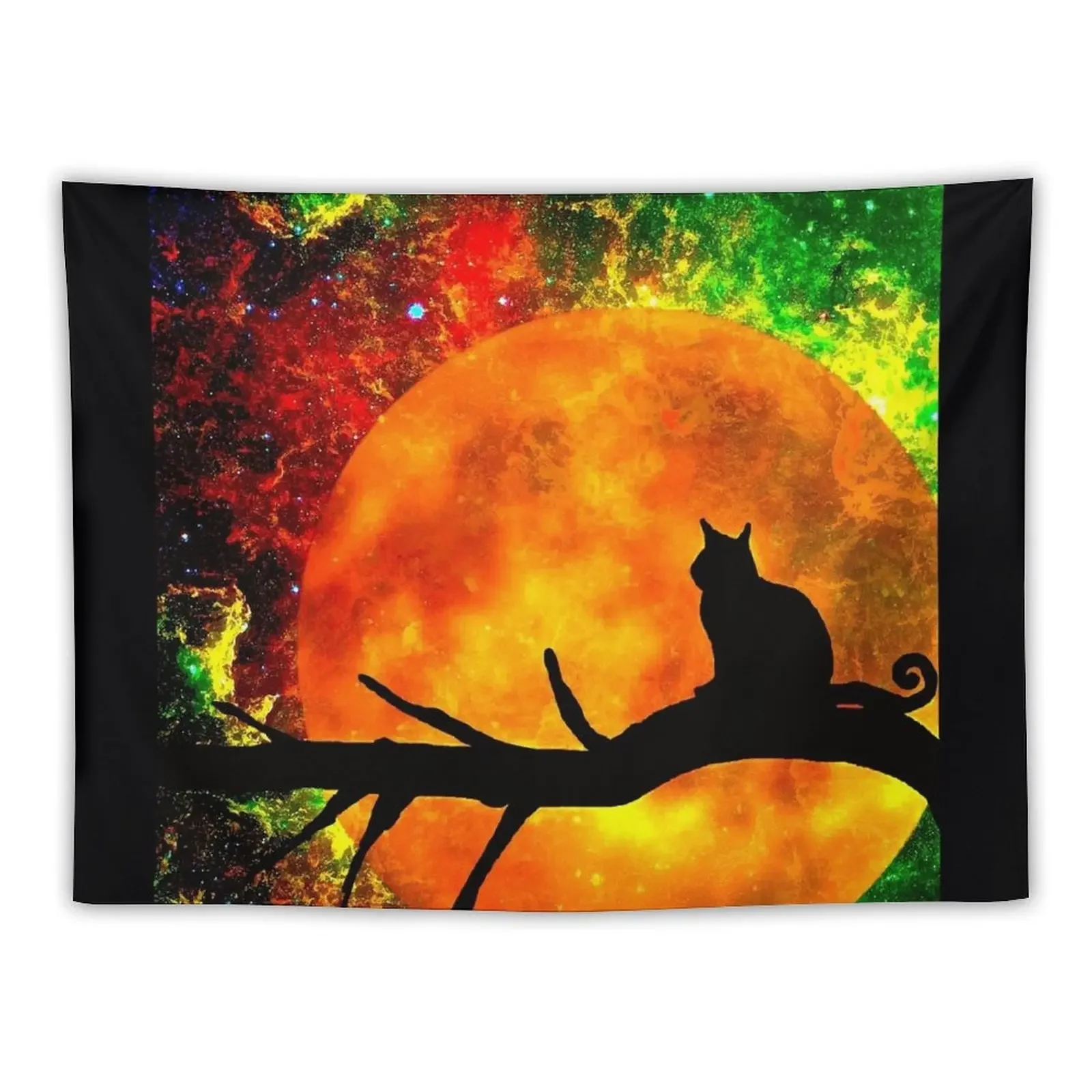 

Black Cat Harvest Moon Tapestry Wall Carpet Bedroom Decor Tapestry