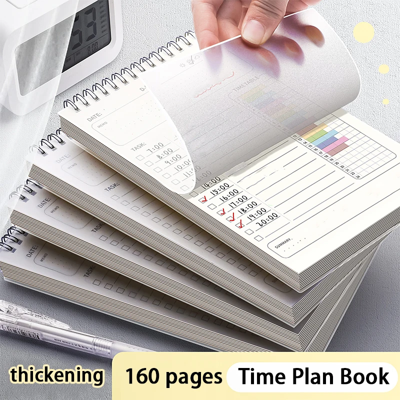 2024 Planner Agenda Spiral A5 Notebook Schedules Daily Plan To Do List Notepad 160 Pages Thick Office School Supplies Stationery