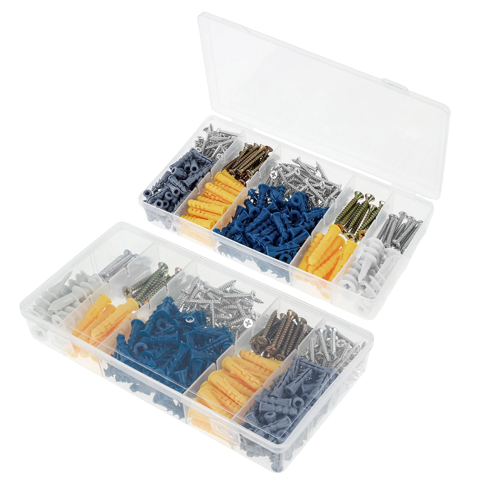 

700PCS Drywall Anchors and Screws Assortment Kit Plastic Wall Anchors and Flat Head Screws Dry Sheetrock Anchor Self Drilling