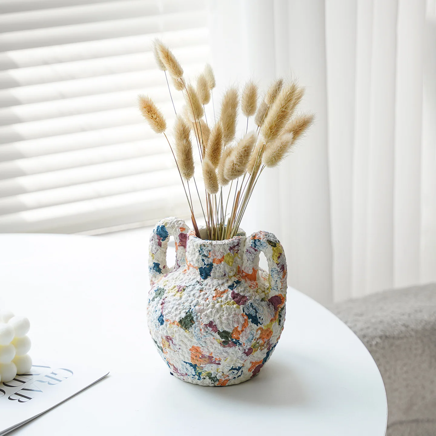 YFY coarse pottery hand-painted series ceramic vase quaint  nostalgic living room TV cabinet tea table flower arrangement