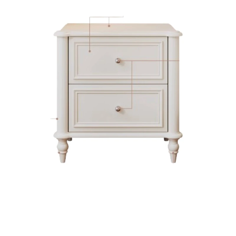 hh-French Solid Wood Nightstands Light High End Small Apartment Bedside Side Cabinet Cream Style Muebles Bedroom Furniture^