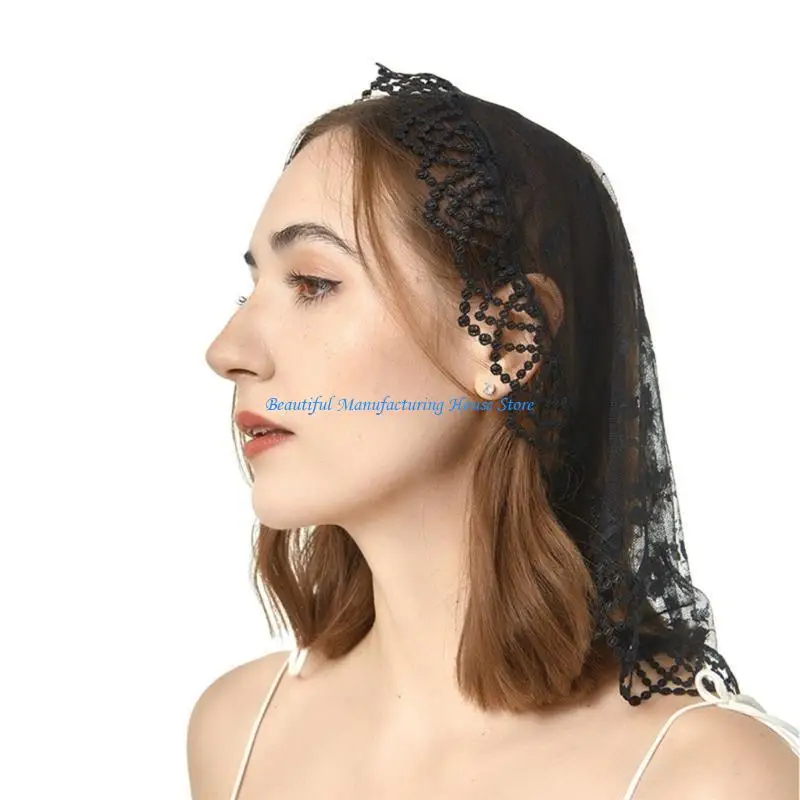 

E56A Elegant Lace Mantilla Veil Church Head Scarf Catholic Bride Veil for Wedding
