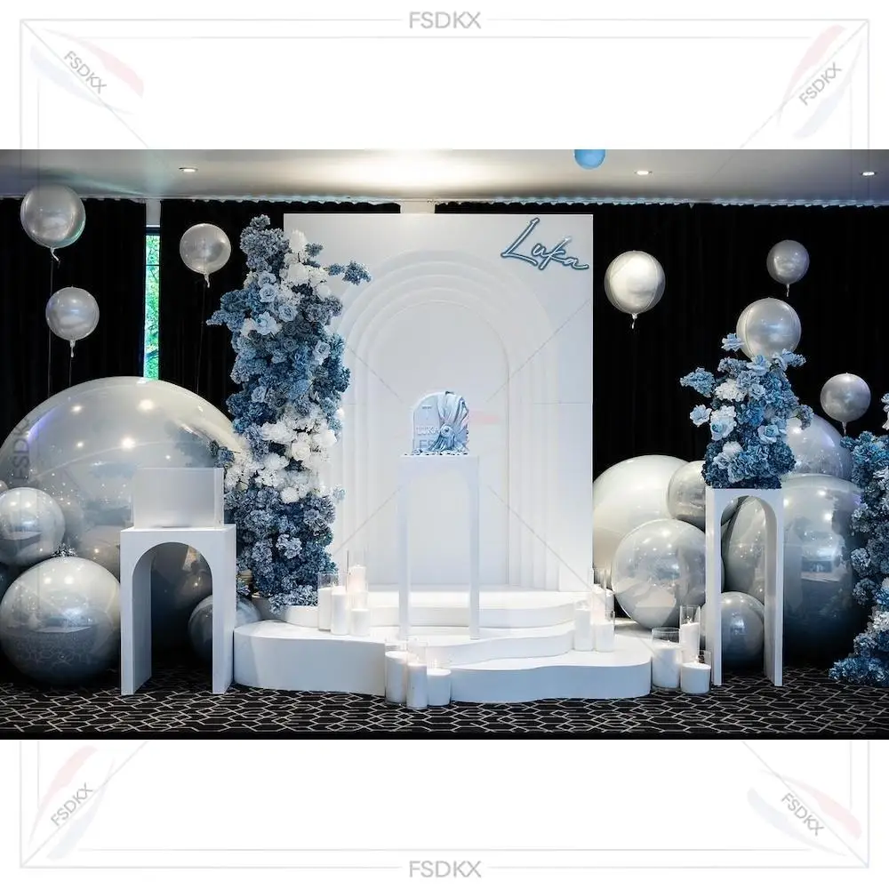 

Popular Pvc Background Wedding Stage Decoration Modern Design Acrylic Pvc Ripple Arch Backdrop
