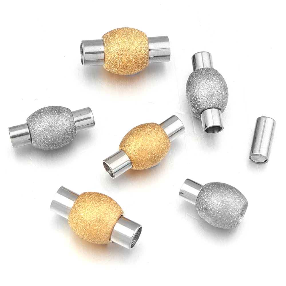 Stainless Steel Strong Magnetic Clasps Matte Oval Round Magnet Buckles End Connectors For DIY Jewelry Making Bracelet Necklace view 5