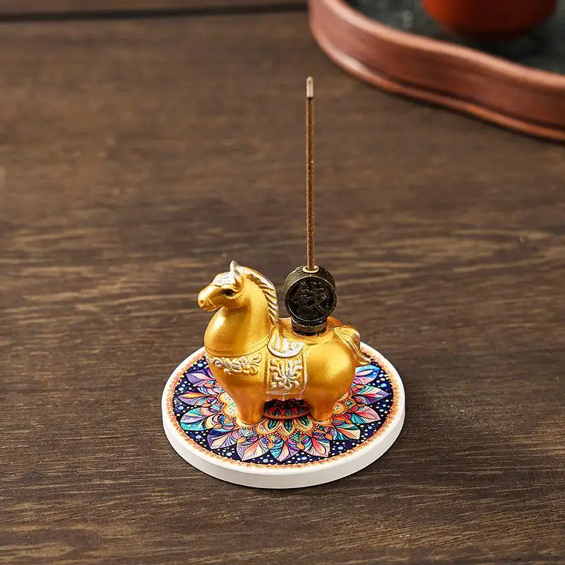 Resin/Ceramic Material Chinese New Year Zodiac Pony Incense Burner Ornamental Creative Incense Stick Holder 2026 Horse Year
