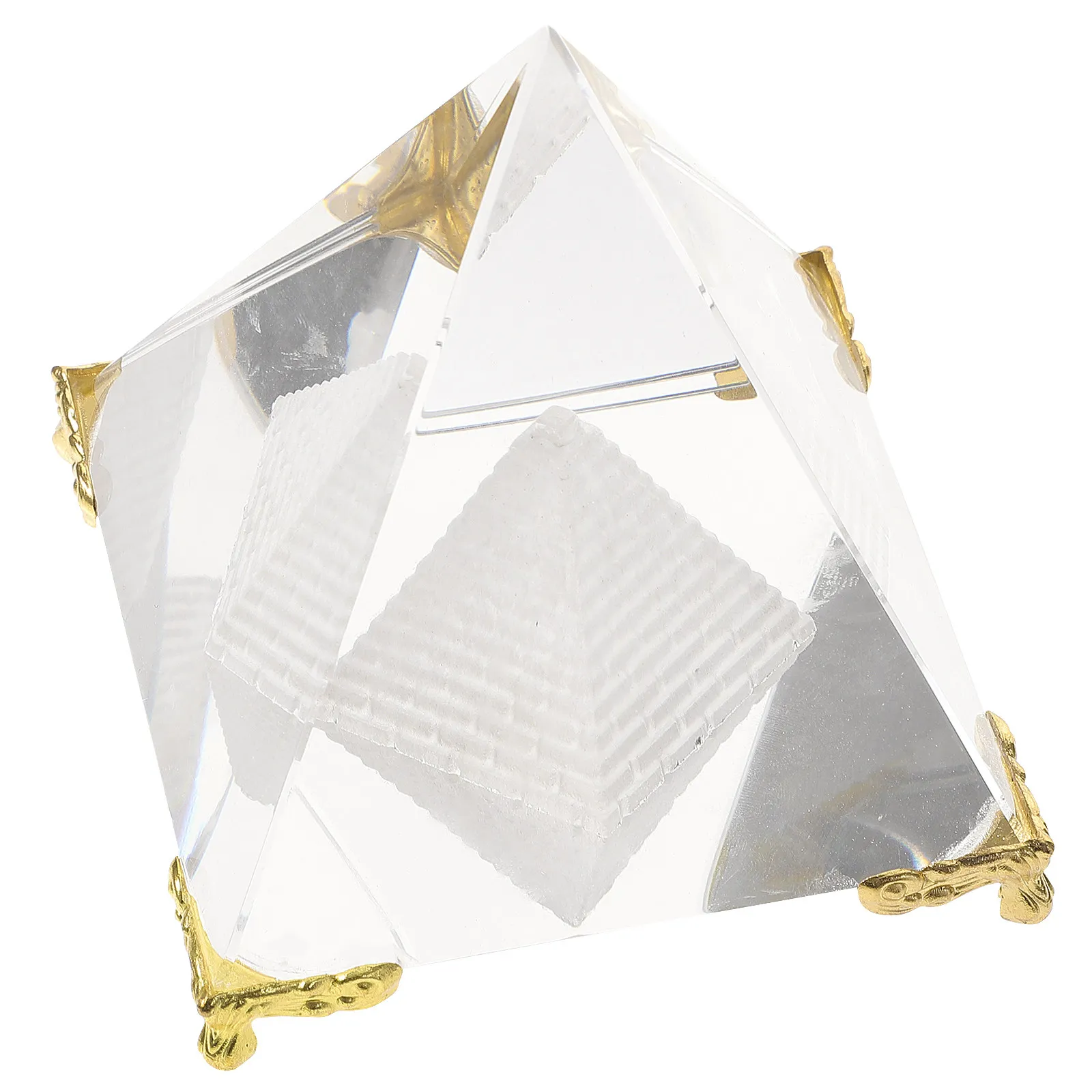 Miniature Pyramid Household Stands Desktop Decoration Sculpture Transparent Crystal Decorations