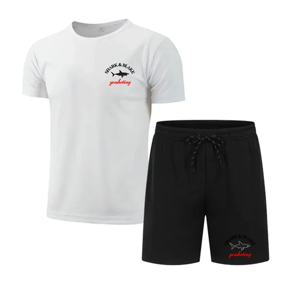 

2024 Summer sportswear Men's fashion two-piece sports fitness running casual quick drying breathable short sleeve shorts set
