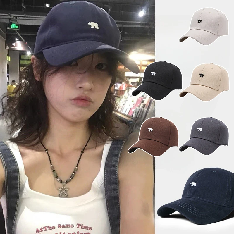 1Piece Baseball Cap New Spring Summer Solid Sunhat Embroidered Polar Bear Men Women Cotton Snapback Caps Mountaineering Hat