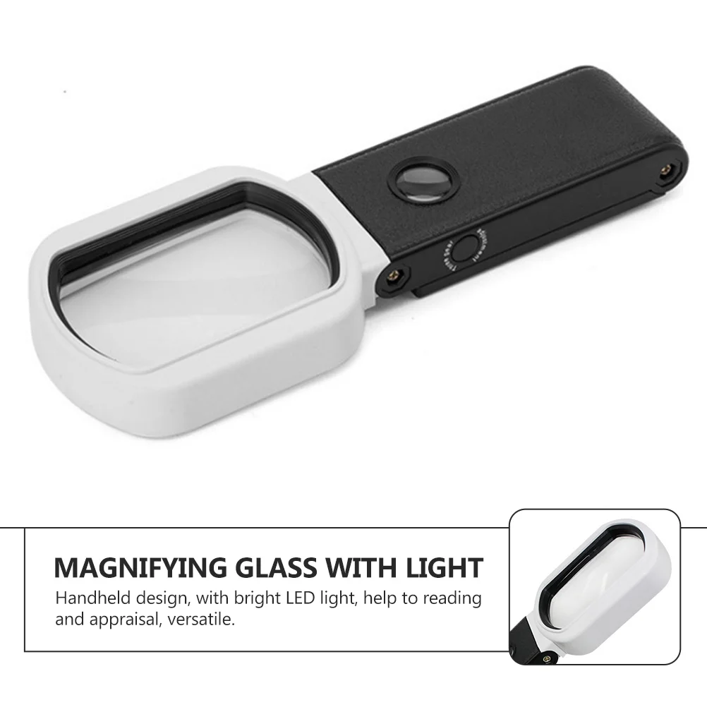 1 conjunto de lupa portátil dobrável lupa led luz alta definição portátil leitura lupa para circuito jóias