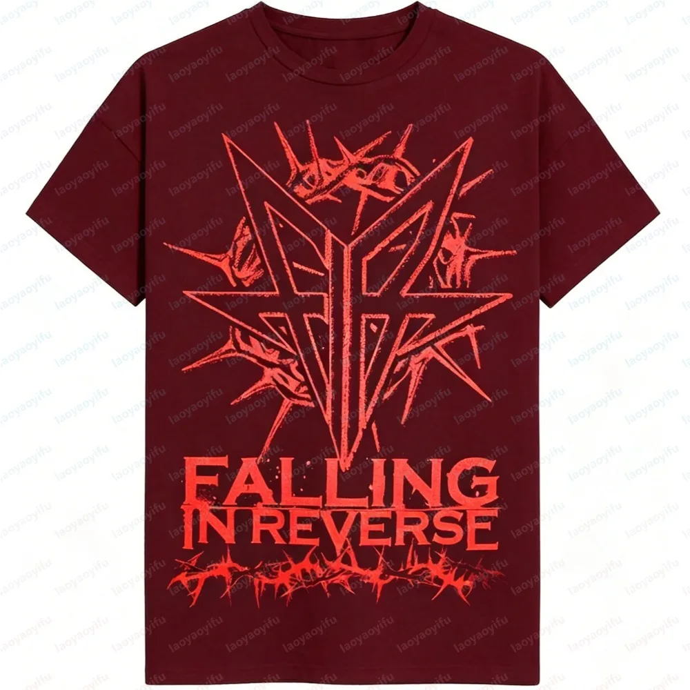 Men Summer Fashion Short Sleeve T Shirt Fall on The Reverse Graphic Black Red Avant-garde  Cotton Trendy Daily Tops streetwear