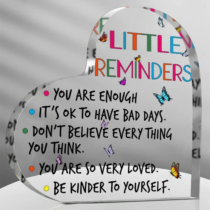 Heart Shape Acrylic Inspirational Sign, 2D Flat 