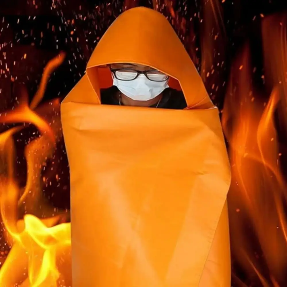 Adult Size Fire Escape Cape Double-layer Full Body Protection Escape Cape Lightweight Heat Resistant Flame Retardant Cloak
