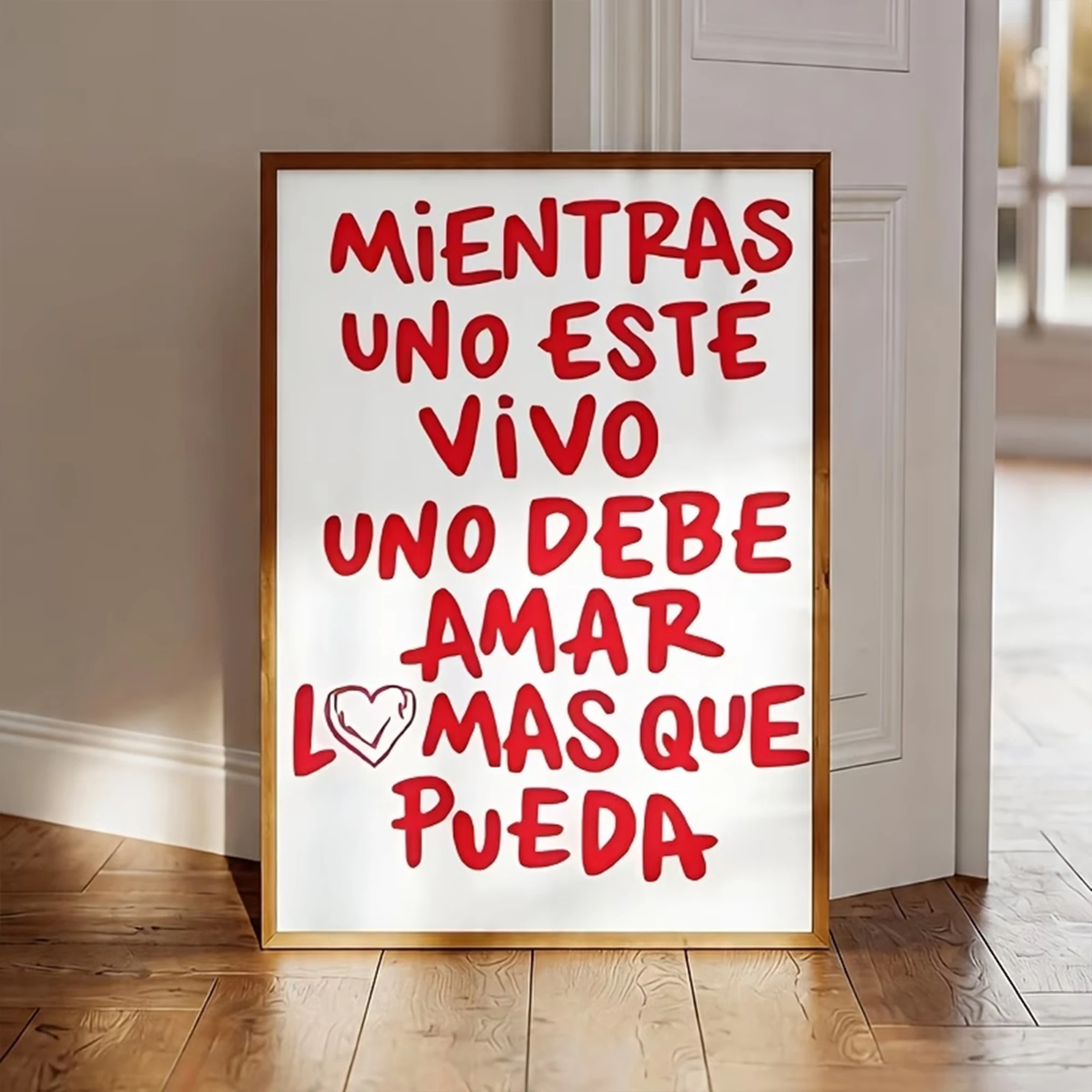 Modern Simple Heart Doodle Spanish Inspirational Wall Art Print Canvas Painting Poster Picture For Living Room Home Decor