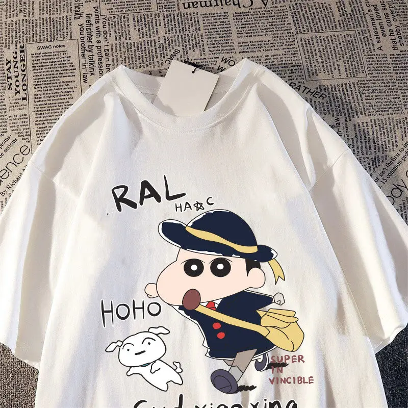 Kawaii Anime Crayon Shin Chan Short Sleeve Bandai Cute Cartoon Creative T Shirt Men Women Summer Casual Slimming Loose Top