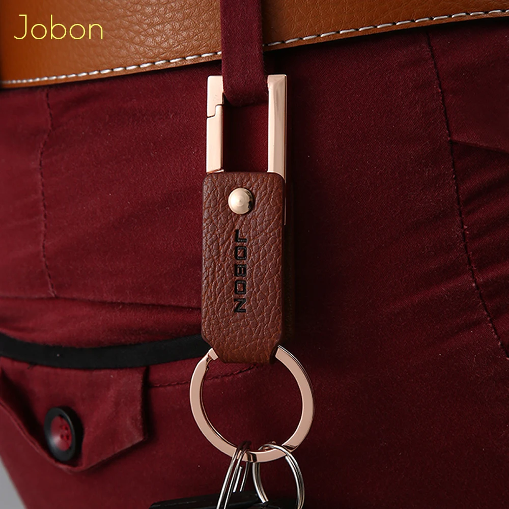 Jobon Classic Key Chain Luxury Women Men Leather Keychains For Car Key Ring Holder Bag Pendant Best Gift Jewelry Key Collapsible