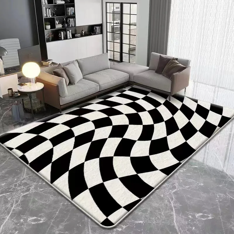 

Modern Minimalist Living Room Carpet Nordic Geometric Pattern Carpets Soft Fluffy Floor Mats Home Bedroom Bedside Sofa Area Rugs