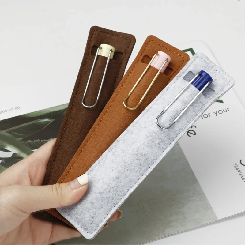 

Durable Felt Pen Case Holder Solid Color Fountain Pens Protective Sleeve Cover for Roller Ballpoint Gel Pen Pencil