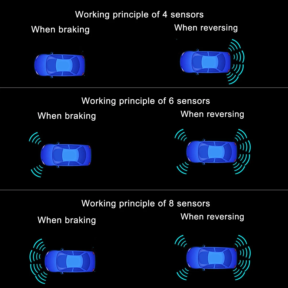 Parktronic 4/6/8 Parking Sensors Car Reversing Backup Radar Electronics Rear Auto Detector Backing Assistance Kit Buzzer