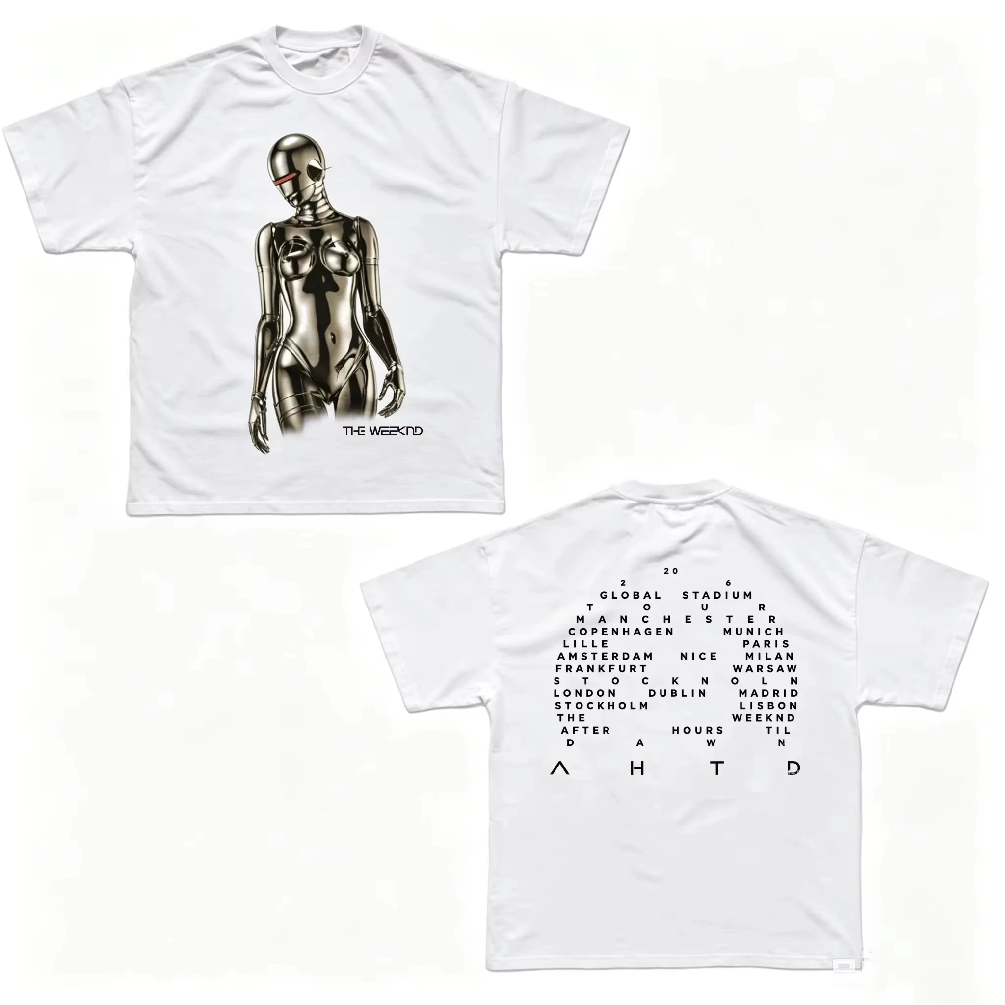 Unisex Comfortable Casual Streetwear Printed The Weeknd After Hours Til Dawn Europe 2026 Tour Women And Men Comfortable T-Shirt